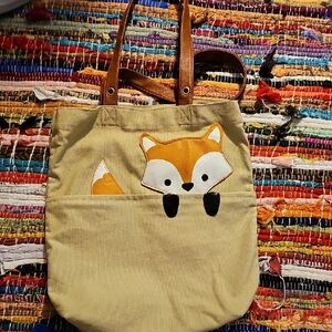 Tan and Brown Animal-Themed Tote Bag